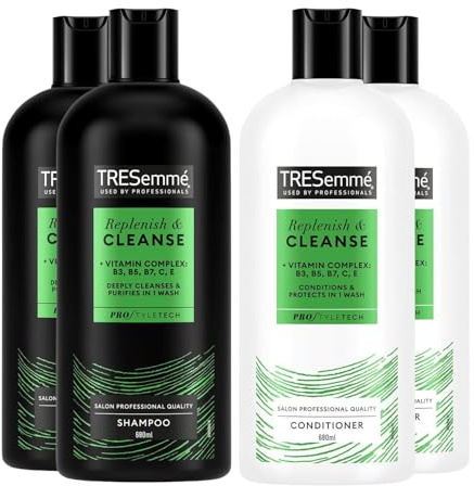 TRESemmé 2x Shampoo & 2x Conditioner Bundle 680ml Each | Replenish & Cleanse Hair Care Set for All Hair Types | Nourishing, Hydrating & Smoothing Formula for Healthy, Soft Hair