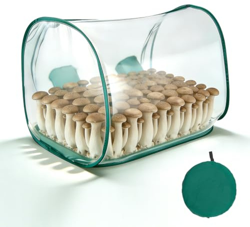 Grande tenda da allevamento di funghi, 90 x 60 x 60 cm, scatola per la coltivazione di funghi portatile e pieghevole, con due aperture, scatola compatta per la coltivazione di funghi, accessori da