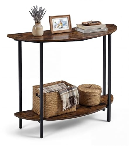 COSTWAY Consolle Ingresso 100 cm, Tavolo d’Ingresso a Forma di Mezzaluna con Doppio Ripiano Aperto, Tavolo Consolle Sottile e Salvaspazio per Salotto, Corridoio e Entrata