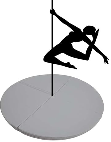 Generico Pole Dance-matta, extra stor matta för Pole Dance, 140 cm, fallskyddsmatta för Pole Dance, perfekt för nybörjare och gymnastik, grå skyddsmatta för praktisk