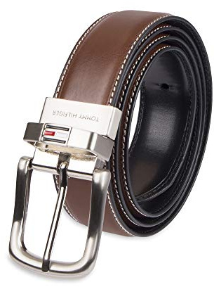 Tommy Hilfiger Men_s Reversible Belt, Dark Brown, 34