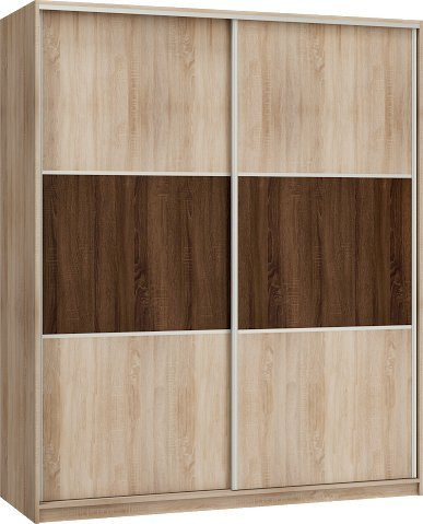FurnitureByJDM Kleiderschrank mit Schiebetüren – Moderner Schiebetürenschrank mit Regalen (180x216x65 cm) 180 cm Breit – Doppel-Kleiderschrank für Schlafzimmer (Eiche Sonoma Hell/Dunkel - RICO)