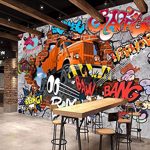 HGFHGD Cartel foto papel tapiz Retro nostálgico 3D dibujos animados coche Graffiti Mural papel tapiz sala de estar TV Fondo papel tapiz pared arte decoración