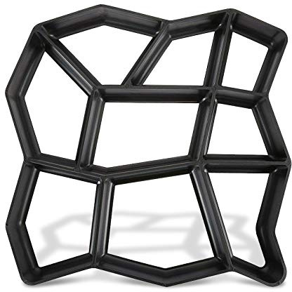NAIZY Molde de hormigón para decoración de jardín, pavimento, molde para hormigón, acera, adoquines, losas de terraza, 43 x 43 x 4 cm, negro (2 unidades, irregular)
