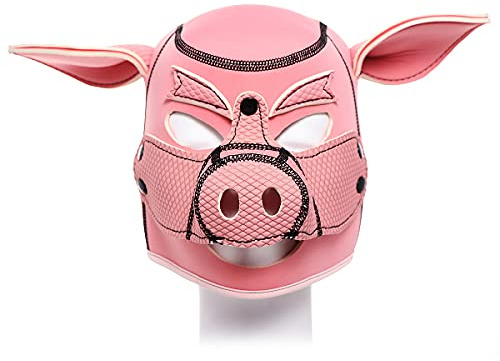 QUYUWOWO Piggy Mask Full Head Mask Neoprene Animal Head Mask Costume Pig Head Masks (Pink)