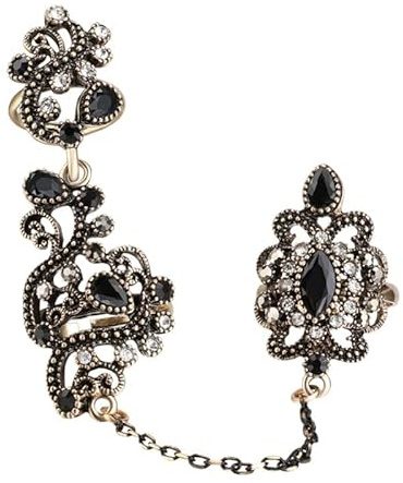 xzmnxzzme Anello Turco a Doppio Dito per Donne Ragazze Cristallo Vintage Anelli Etnici Gioielli da Sposa graziosi Anelli Midi Anello Cristallino
