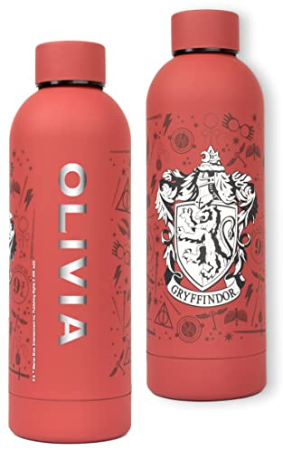 Harry Potter Stainless Steel Water Bottle for Kids Personalised Drink Bottle Burgundy Hogwarts Greefindor Gift for Girls Leakproof BPA Free -700 ml