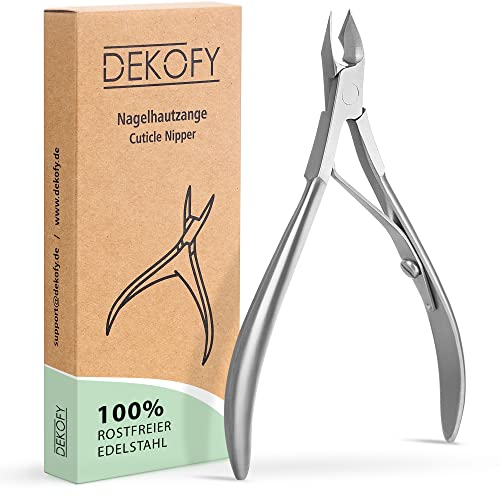 DEKOFY Nagelhautzange Edelstahl - Extra scharfer Nagelhautschneider mit präzisem Schnitt - zur schmerzfreien Nagelhaut Entfernung an Fingern und Zehen - Nagelhautschere, Nagelhautentferner