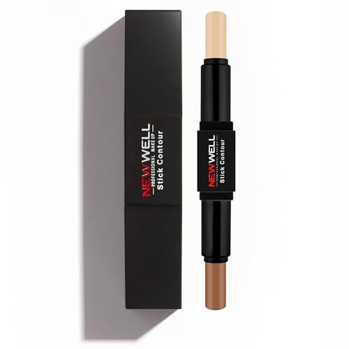 NEWWELL Doppelseitiger Makeup Konturenstift mit Highlighter & Bronzer, Wasserfest, ohne Tierversuche, Contouring Stick für alle Hauttypen (01)