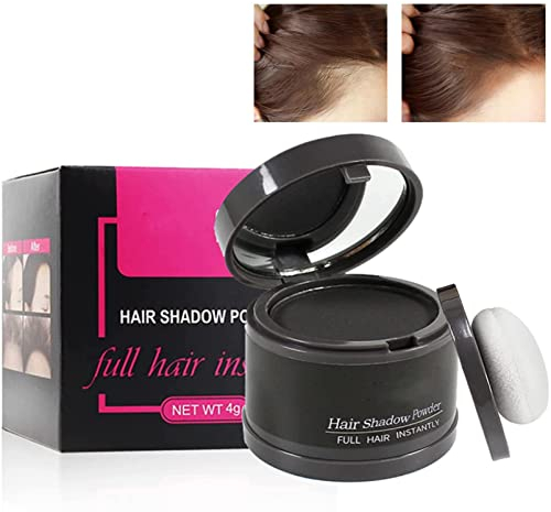 Hairline Powder Hair Shadow Powder for Filling in Thinning Hair Hair Root Dye Touch Up hair powder Hair Root Concealer For Makeup for Men and Women, Windproof & Sweatproof, with Mirror &Puff (Black)