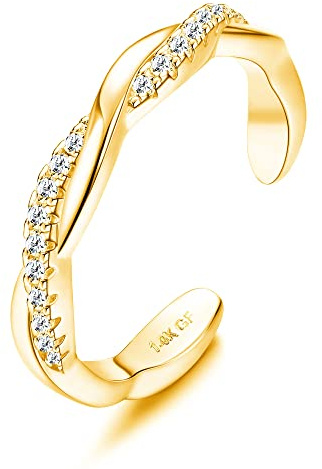 Sundurich 14K Gold Filled Toe Rings for Women Adjustable Toe Ring gold Flower CZ Celtic Knot Comfort-Fit Open Toe Rings Beach Foot Jewelry for Summer D