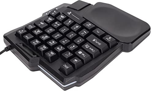 Teclado Mecánico para Juegos con una Sola Mano - 35 Teclas, Reposamanos Ancho Impermeable, Negro - para Juegos Móviles de Computadora
