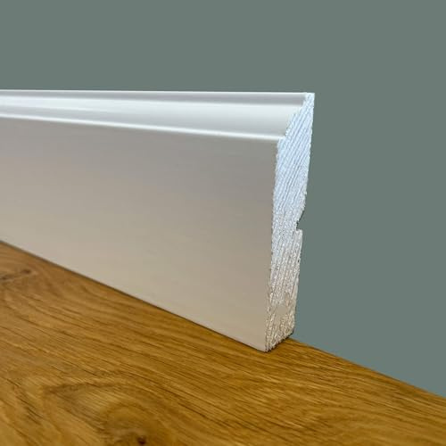 100 metri lineari di Battiscopa PREMIUM in legno MASSELLO mod.FIRENZE 68x15 laccato bianco liscio