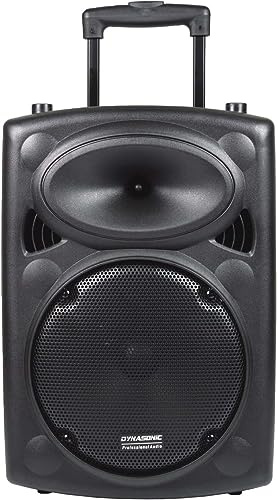 DYNASONIC - Dynapro 10' (ultima generazione) Altoparlante portatile Sistema audio professionale Potenza 500W - USB Bluetooth Radio FM Microfoni, Nero - Supporto per dispositivi mobili e tablet