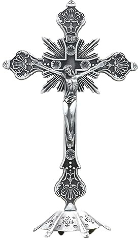 JISADER Cruz de Mesa Crucifijo de pie Colección Estatua de de Jesús, Crucifijo católico de Jesús con Soporte para Altar, Mesa, Dormitorio, hogar