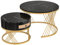 BTM Round Coffee Table with Drawers for Living Room, Coffee Tables with MDF Marble Effect Tabletop, Nesting Tables Round Side Table with Gold Coloured Iron Legs. 70 * 70 * 45.5+50 * 50 * 38.5cm