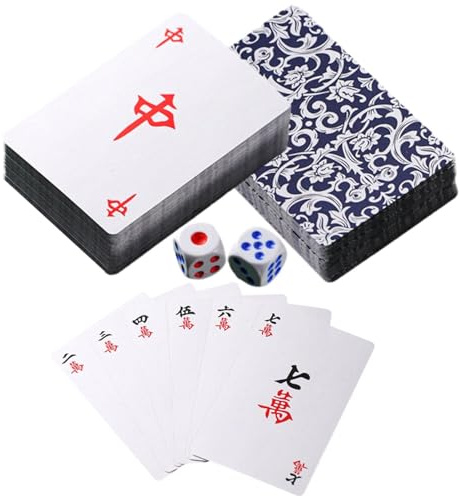 Generic Juego De Cartas Mahjong, Cartas De Juego Mahjong Tradicionales Chinas Compactas Y Ligeras Sin Ruido Con Dados Para El Hogar, Viajes, Camping, Fiestas, Reuniones