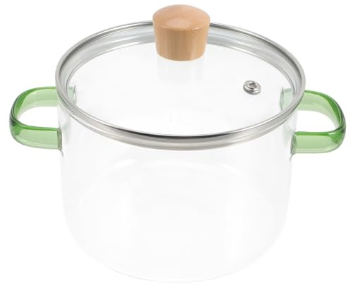 JECOMPRIS Casserole en verre avec couvercle - 1,5 l - Résistante à la chaleur - Avec double poignées - Transparente - Pour cuisinière à gaz - Idéale pour la cuisson de la soupe et des pâtes