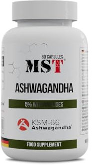 Ashwagandha KSM-66® - MST® Nutrition - MADE IN GERMANY | BIO Ashwagandha Kapseln hochdosiert | Laborgepruft (60 Kapseln)