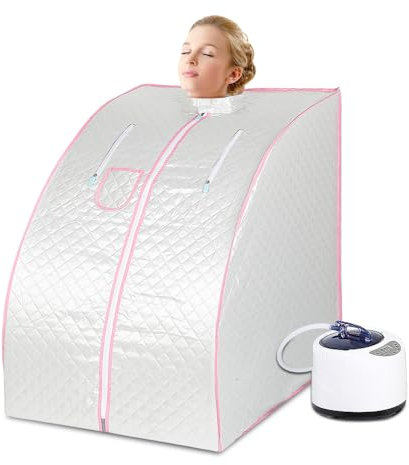 Sauna a vapore, sauna portatile con generatore di vapore, sedie pieghevoli e telecomando, spa sauna casa (argento-80 x 70 x 98 cm)