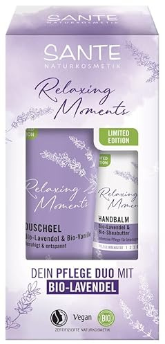 SANTE Naturkosmetik presentset lavendel begränsad utgåva (X-Mas), vårdande duo med lavendel och vanilj, perfekt som en gåva till jul, duschgel 200 ml och handbalsam 75 ml