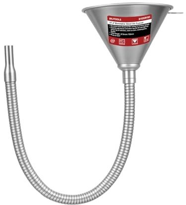 BILITOOLS Entonnoir Huile Voiture avec Tuyau Flexible 665 mm | métal avec filtre, pour huile moteur, essence, diesel, vidange et boîte de vitesse