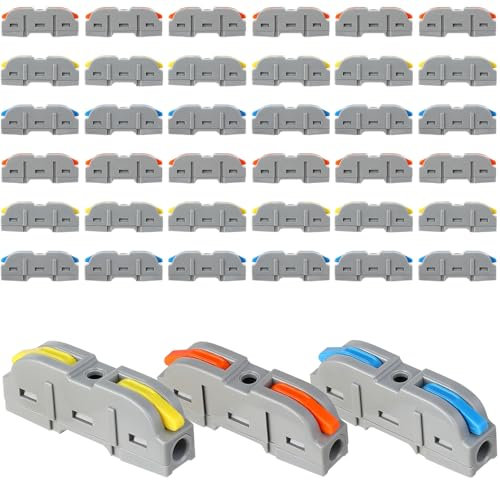 Kabelverbinder Elektrische Anschlussblöcke 34 Stück Leiter Klemme Verbindungsklemmen mit Hebel Kompaktes Kabel Steckverbinder für Elektroinstallation
