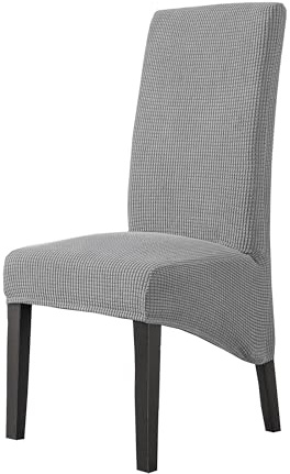 EBETA Stuhlbezug Groß Stuhlhussen Stretchhussen, XL Stuhlabdeckungen Stretch Stuhlbezüge Hussen für große Esszimmerstühle Waschbar (Grau, 6 Stück)