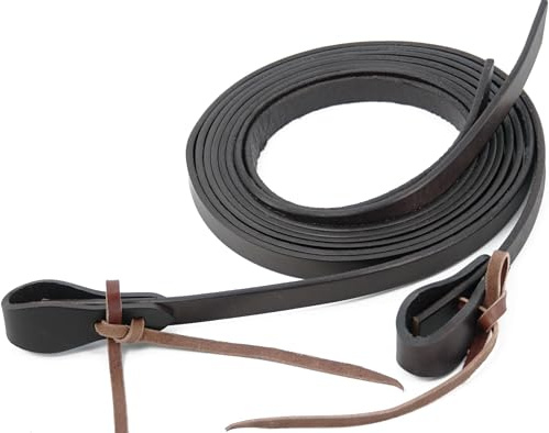 Jeereal Leather Split Reins, Heavy Oil Weighted,Broken in,Supple Ranch Reins for Western Horse ProTack, 5/8 x 8' (Black Brown)