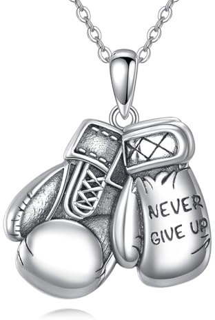 ONEFINITY Guantoni da boxe catena in argento Sterling 925 con ciondolo a forma di scatola, per donne