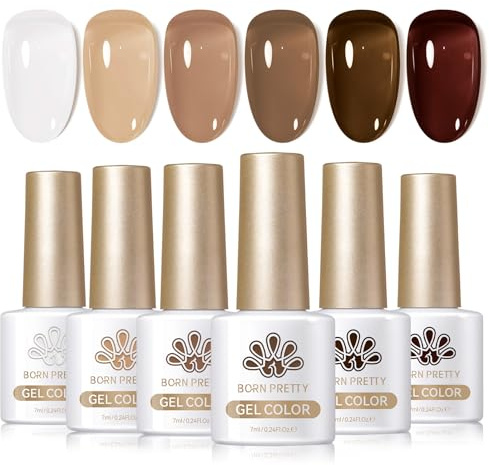 Born Pretty UV Nagellack Jelly Braun - Hautton Nude Herbst Winter Gel Nagellack UV Lack Maniküre und Nagelkunst DIY zu Hause