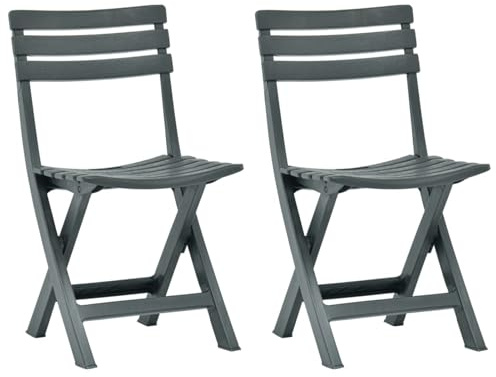 Swpsd Folding Garden Chair 2 pcs Plastic Green Outdoor Weather Resistant Chair for Balcony Bistro folding chair Model48789