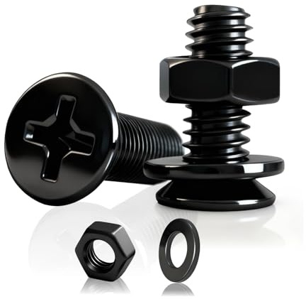 PDKKFF Juego de Tornillos M3, 60 Piezas M3x6mm Tornillos de Cabeza Avellanada Plana Cruciforme con Tuercas y Arandelas, Nergo, Acero al Carbono para Muebles y Maquinaria