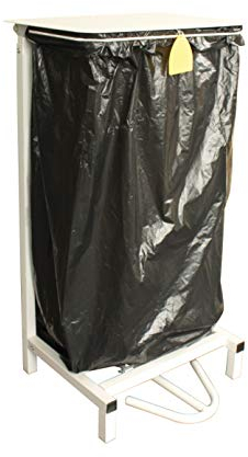 Chabrias Ltd Professional Hygienic White Free Standing Sack Holder & School Bin, Metal, 81x43x44cm (Free Standing)
