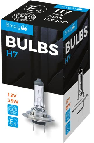 Simply S499 H7 Car Headlight Bulb - 12V, 55W, Complies with ECE R-37, UV Filter, Suitable for all Headlights, Maximum Visibility (BOXED) , White
