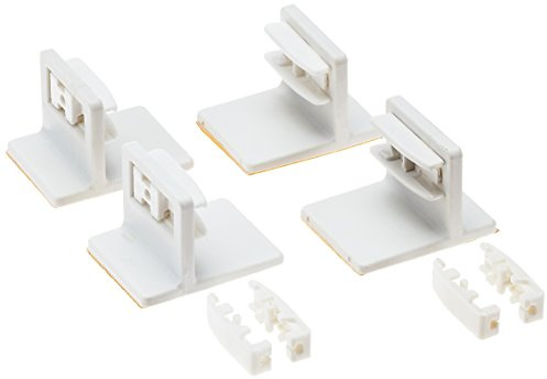 K-home 4er Set Klebeträger für die Befestigung von verspannten Plissees auf dem Fensterrahmen, 4 x 3 x 2.5 cm, Weiß