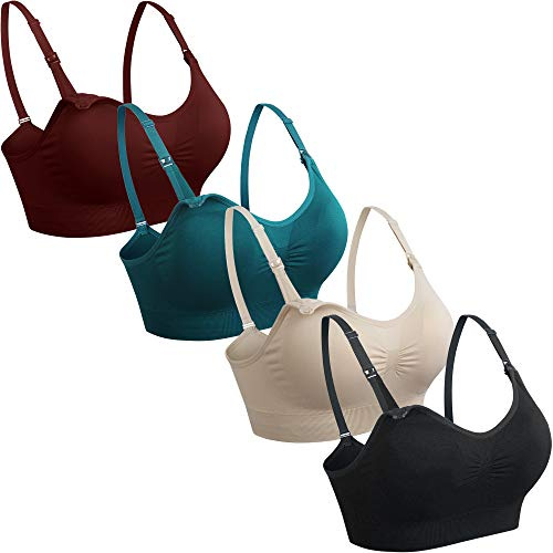 GXXGE Lot de 4 Soutiens-Gorge d’Allaitement, Soutien-Gorge Push-up en Soie sans Couture, XX-Large