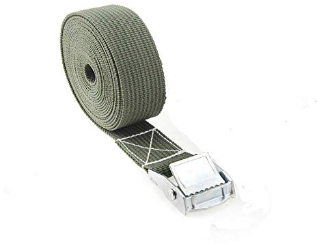 tooloflife Correa de amarre de 25 mm x 4 m, correas de trinquete, correa de sujeción, hebilla ajustable, correas de carga para motocicleta, coche, equipaje remolque, verde