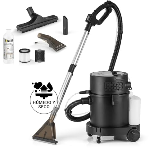 N8WERK Aspiratore spray e lavaggio Deep Clean | Aspirapolvere bagnato e asciutto | tappezzeria, tappeti, pavimenti duri | incl. detergente | filtro HEPA | sistema Dual Tank | 1200 Watt
