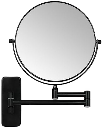 Nicesail Wand Kosmetikspiegel mit Vergrößerung 5X Vergrößerungsspiegel für Bad Schwarz 360° Swivel Doppelseitiger Spiegel Schminkspiegel Ausziehbar Rasierspiegel Wandmontage,Durchmesser 20cm