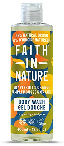 Faith in Nature Bagnodoccia Naturale al Pompelmo & Arancia, Rinvigorente, Vegano e Non Testato su Animali, Senza SLS e Parabeni, 400 ml