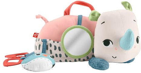 Fisher-Price Spielzeug für Neugeborene Planet Friends Neugieriges Bauchlage-Nashorn Plüschtier mit sensorischen Aktivitäten für Babys ab 0 Monaten, HYR55