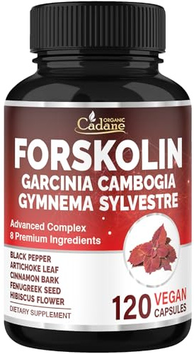 Cadane Forskolin Supplement with Garcinia Cambogia, Gymnema Sylvestre, Cinnamon Bark and More - Vegan, Non-GMO – 120 Capsules – 60-Day Supply