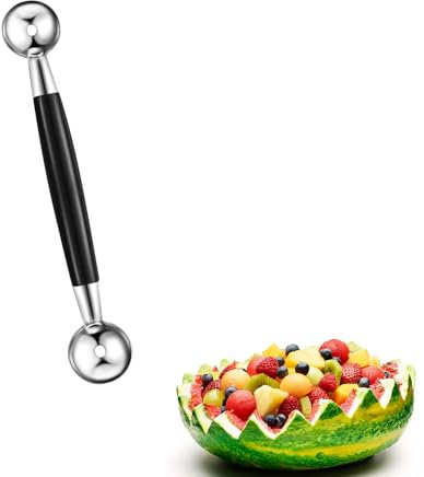1pcs Double Sided Melon Baller,Round Melon Baller Scoop,Double Sided Stainless Steel Round Melon Scoop Ice Cream Scoop,Melon Ball Scoop,Ice Cream Scoop Cookie Scoop Dessert Scoop for Fruit Ice Cream
