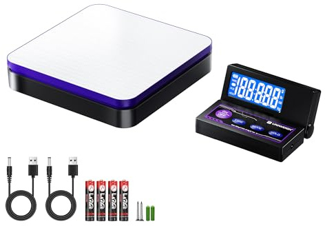 UNIWEIGH Digital Wireless Shipping Postal Scale 110lbs/0.1oz Accurate,Foldable LCD,Package Scale with Stainless Steel/5 Units/Tare/Hold Function,Postage Scale for Packages,Mail Scale,Black+Purple