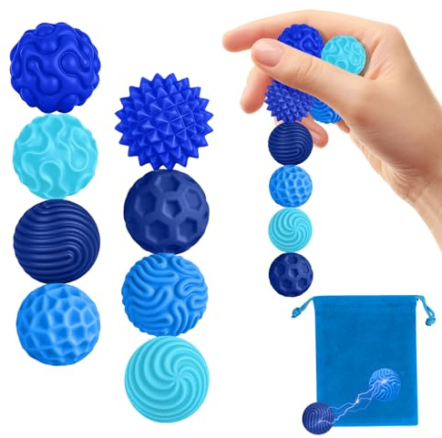 Zingbee 8 Stück Magnetische Fidget Toys, Silikon Magnetkugeln Anti-Stress Bälle, Sensorik Spielzeug für Erwachsene und Kinder, Sensorische Magnetische Kugeln Set, Stressabbau und Entspannung（Blau）