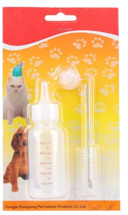 Dreuhuing Biberon pour Chaton,Kit Biberon Lait 5cl pour Chiot - Distributeur d'eau avec Brossette de Nettoyage pour Voyage Camping Pique-Nique Quotidien Chaton Lapin Hamster Furet