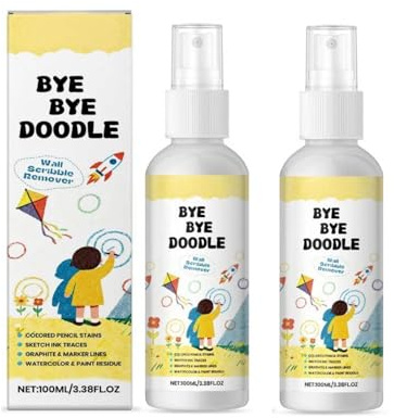 Wall Scribble Remover Spray - Instant Cleaning for Crayon, Marker, Ink & Graffiti Stains on Walls - Safe for Painted, Whiteboard, Wallpaper - Quick Stain Remover for Home Playroom/Classroom(2)