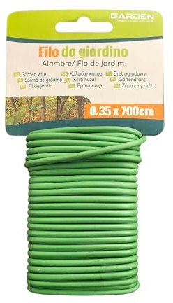 vidoelettronica Grön trädgårdstråd 0,35 mm x 700 cm | Laminerad tråd för växter, klättrare, stöd och kreativa användningsområden i trädgårdsarbete
