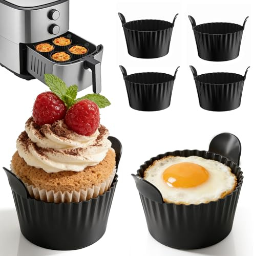 ChaneeHann Stampo Muffin, 9 x 5.5cm Silicone Pirottini per Friggitrice Ad Aria, Teglia per Friggitrice Ad Aria Riutilizzabile per Muffin, Torte, Non-BPA, Compatibile con Forno e Microonde